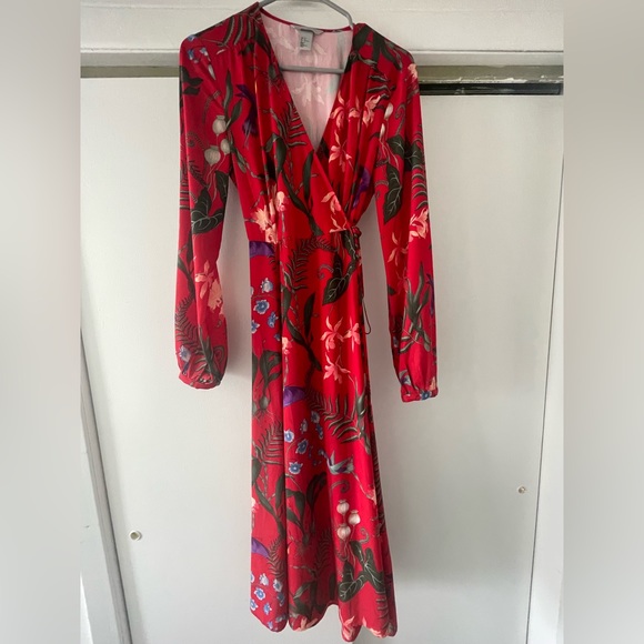 H&M Dresses Hm Floral Long Sleeve Wrap Dress Poshmark